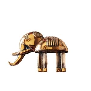 Vintage Copper Metal  Elephant Brooch 1950s